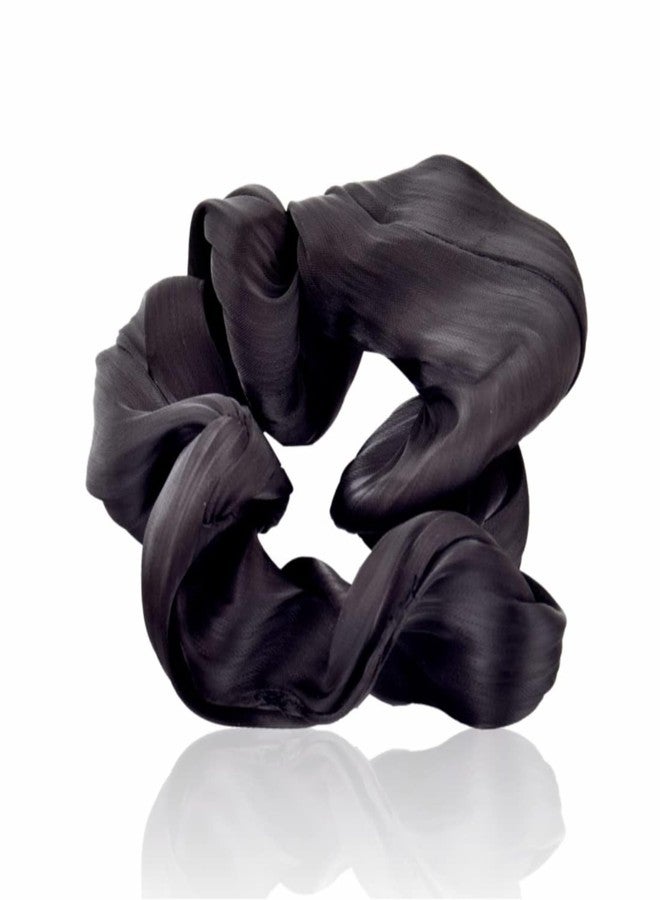 GUBB Satin Scrunchies For Women | Minimises Hair Loss & Breakage | Reduces Damage & Split Ends | Frizz-Free & Crease-Free | Anti-Breakage Hair Ties | Scrunchie for Girls - Black - Image 1