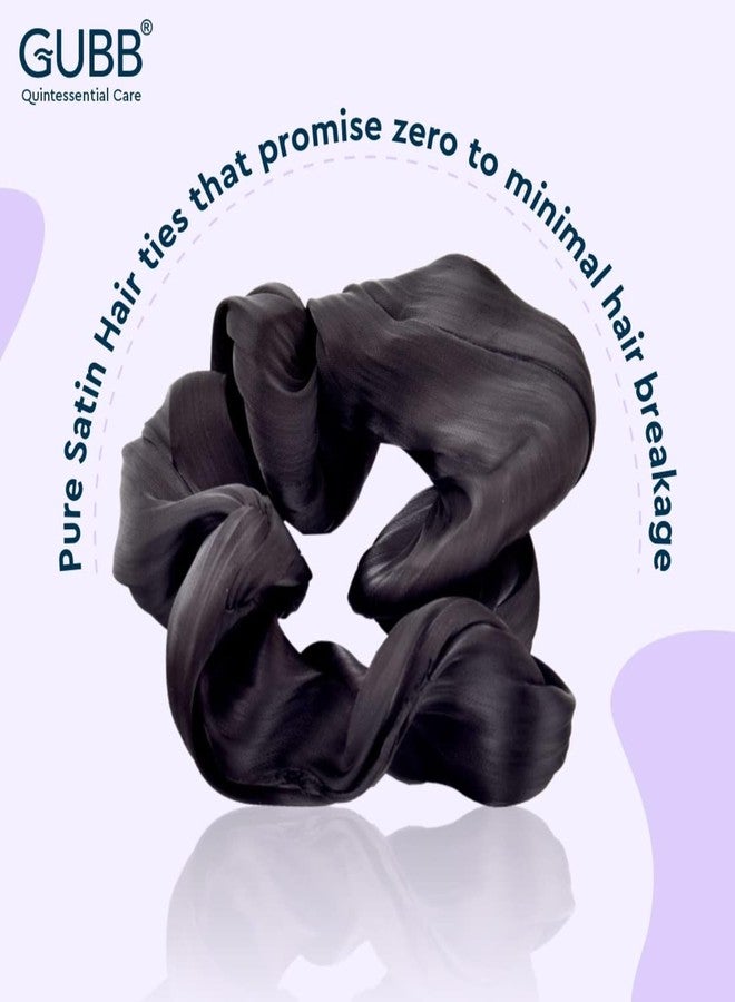 GUBB Satin Scrunchies For Women | Minimises Hair Loss & Breakage | Reduces Damage & Split Ends | Frizz-Free & Crease-Free | Anti-Breakage Hair Ties | Scrunchie for Girls - Black - Image 5