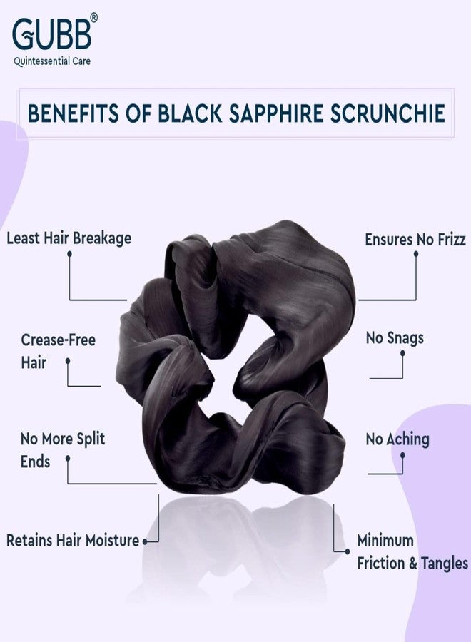 GUBB Satin Scrunchies For Women | Minimises Hair Loss & Breakage | Reduces Damage & Split Ends | Frizz-Free & Crease-Free | Anti-Breakage Hair Ties | Scrunchie for Girls - Black - Image 4
