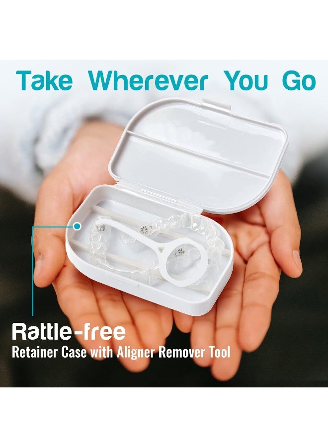 Capsule حافظة تقويم الأسنان - صندوق تقويم للسفر مع أداة إزالة التقويم - حاوية مثالية للتقويمات، أطقم الأسنان الجزئية، واقيات الفم الليلية، التقويمات - صناديق صغيرة بدون اهتزاز مع أداة إزالة - Image 3