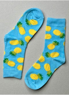 The Socks Hype 2 Pairs Unisex Pineapple Socks for Men Women- Comfortable Cotton Blend socks | Suitable for 35-42 Sizes | Fun and Vibrant Pineapple Design, Perfect for Tropical Style Lovers  - Image 1