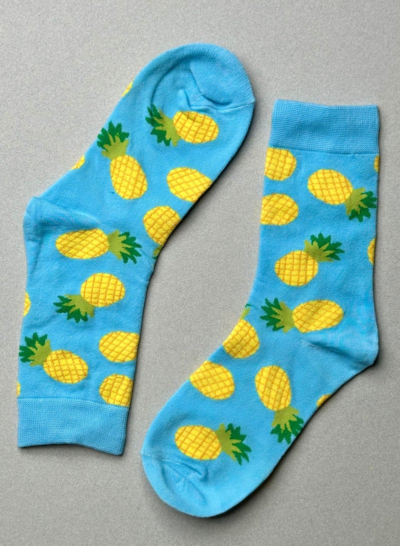 The Socks Hype 2 Pairs Unisex Pineapple Socks for Men Women- Comfortable Cotton Blend socks | Suitable for 35-42 Sizes | Fun and Vibrant Pineapple Design, Perfect for Tropical Style Lovers - Image 1