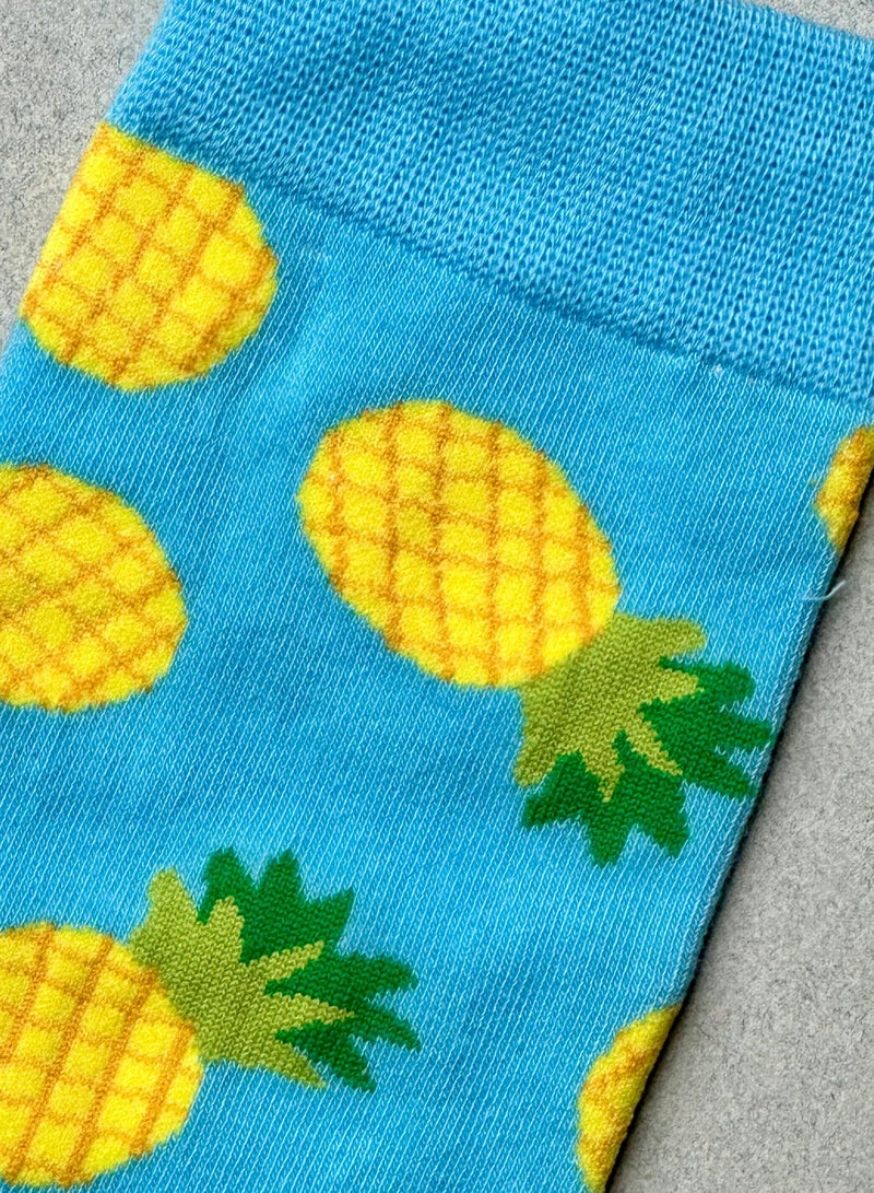 The Socks Hype 2 Pairs Unisex Pineapple Socks for Men Women- Comfortable Cotton Blend socks | Suitable for 35-42 Sizes | Fun and Vibrant Pineapple Design, Perfect for Tropical Style Lovers - Image 2