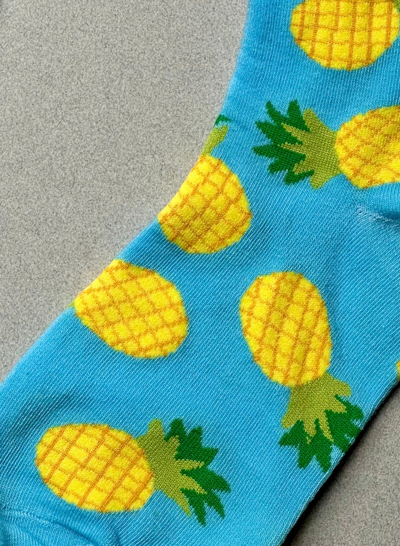 The Socks Hype 2 Pairs Unisex Pineapple Socks for Men Women- Comfortable Cotton Blend socks | Suitable for 35-42 Sizes | Fun and Vibrant Pineapple Design, Perfect for Tropical Style Lovers - Image 3