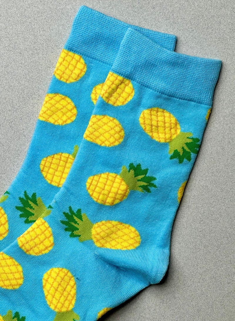 The Socks Hype 2 Pairs Unisex Pineapple Socks for Men Women- Comfortable Cotton Blend socks | Suitable for 35-42 Sizes | Fun and Vibrant Pineapple Design, Perfect for Tropical Style Lovers - Image 4