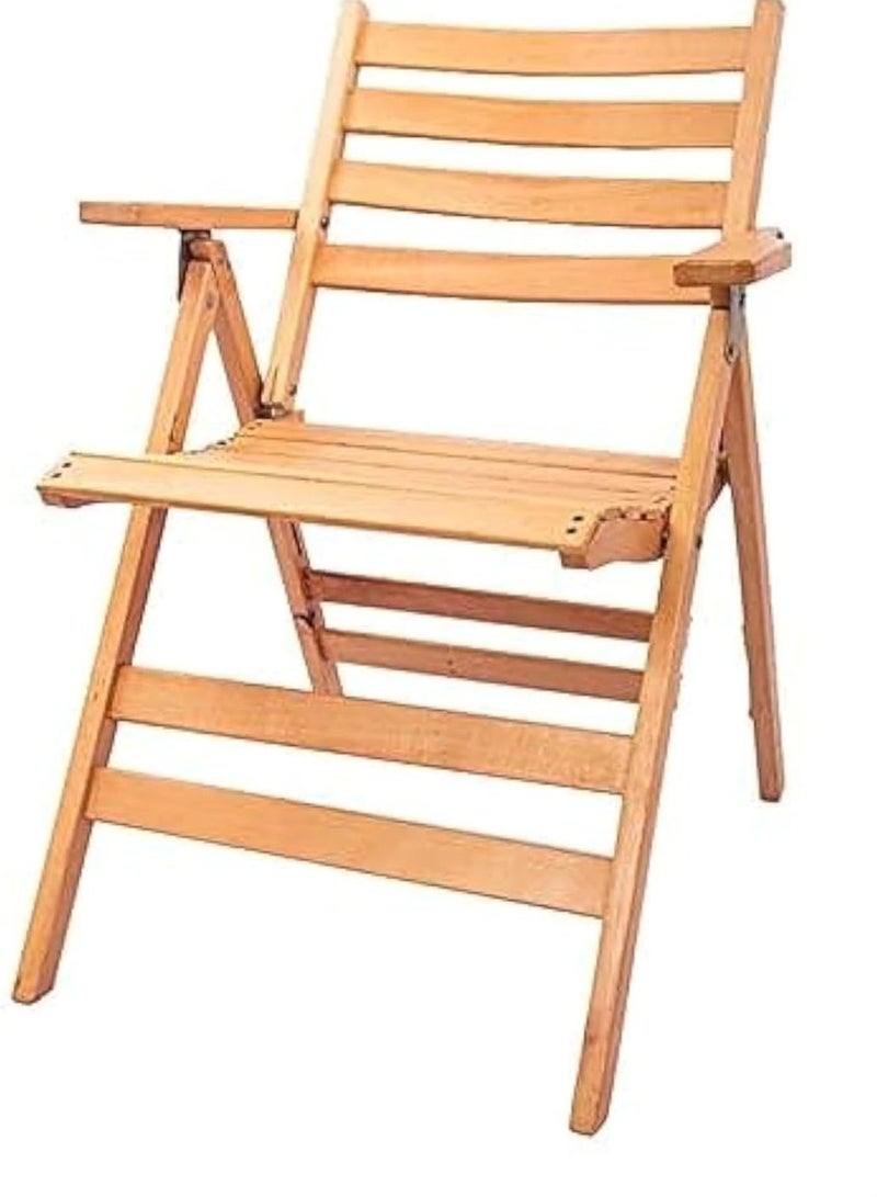 فرنتشر ستور كرسي بحر وجنينة خشب زان طبيعي قابل للطي بمسند يد – كرسي خارجي عملي للحديقة والشاطئ والبلكونة – تصميم أنيق سهل الحمل والتخزين - Image 2