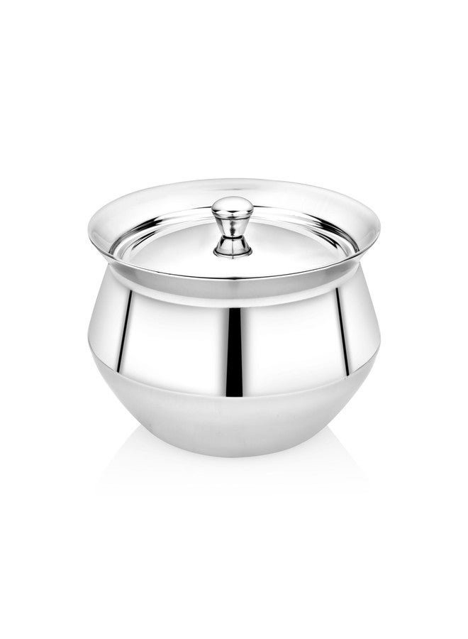Embassy Stainless Steel Bullet Handi/Cooking Pot with Lid | 3.4 Litre | Size 3 | Induction Friendly | Cook/Serve Handi | Serving Pot | Ideal for Cooking Curries/Sambar/Rice - Image 1