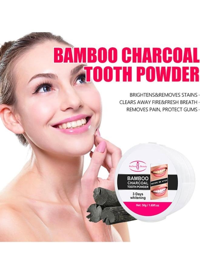 AICHUN Bamboo Charcoal Tooth Powder 3 Days Whitening Fresh Breath Mint Extract Removes Stains 50g  - Image 2