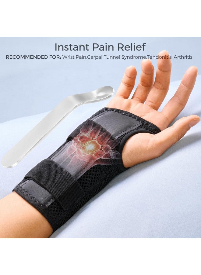 FREETOO Wrist Brace for Carpal Tunnel,[New Upgrade-Anatomically shaped] Adjustable Wrist Support Splint for Men and Women,Hand Brace for Pain Relief, Tendinitis,Arthritis,Left Hand,Medium,Black-Rose Red - Image 2