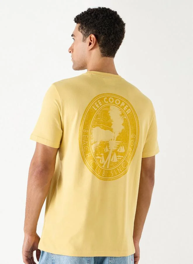 Lee Cooper Logo Print Crew Neck T-shirt with Short Sleeves