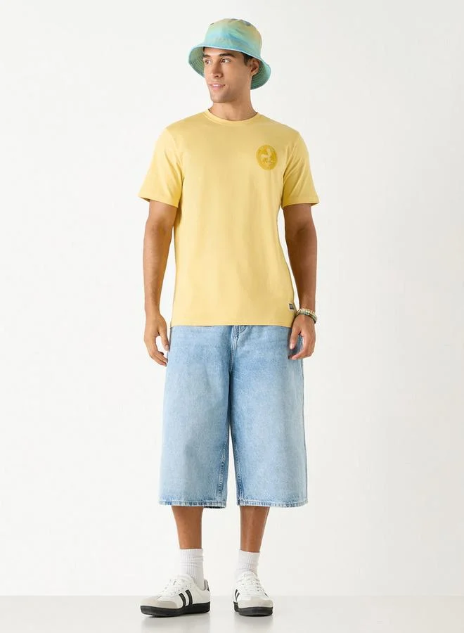 Lee Cooper Lee Cooper Logo Print Crew Neck T-shirt with Short Sleeves