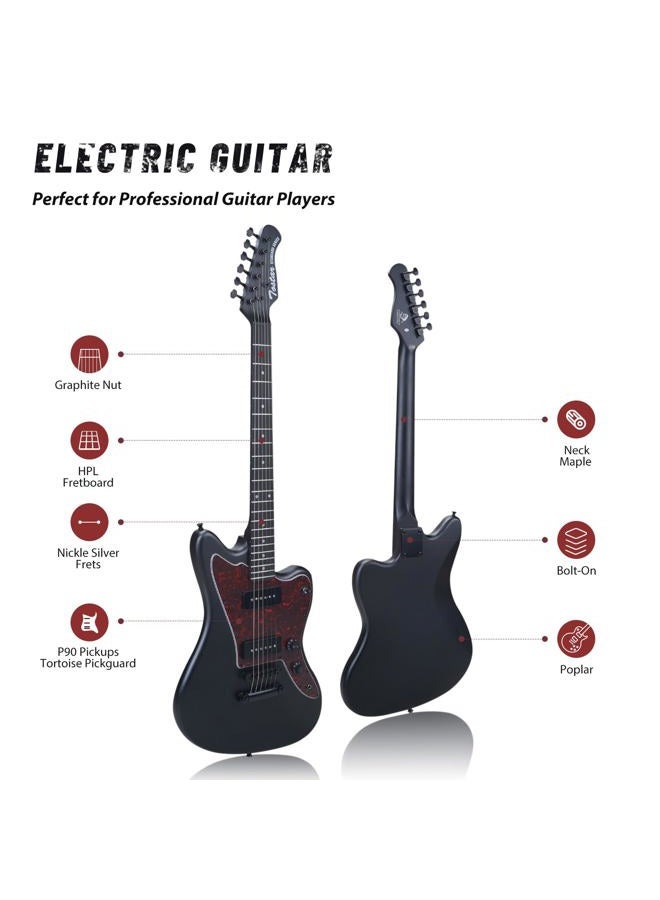 Tostar 39" Electric Guitar Kit P90 Pickup, Black Matte Finish, Tune-O-Matic Bridge, Solid Body Electric Guitar for Adults Capo, 4 Picks, Strap, Gig Bag, Christmas Gift - Image 4