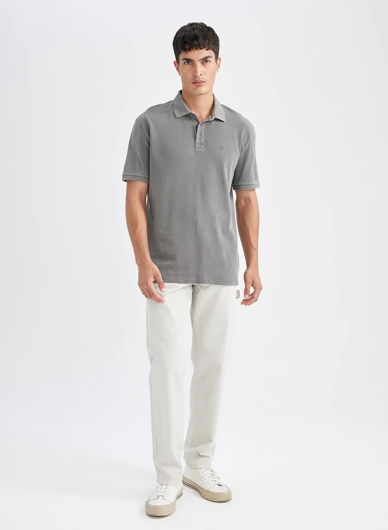 ديفاكتو New Regular Fit Short Sleeve Pique Polo Shirt