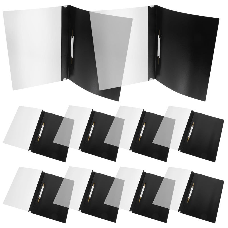 Black Plastic File Folder Organizer Set 15pcs A4 Binder With Loose Leaf Protector - Image 2
