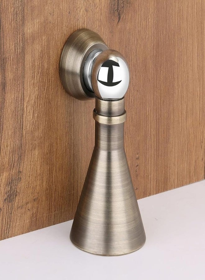 Elexa Hardware Heavy-Duty Antique Magnetic Door Stopper | 3-Inch Soft-Catch Door Holder | Wall & Floor Mount | Vintage Brass Look (3 Inch, 1, Count) - Image 1