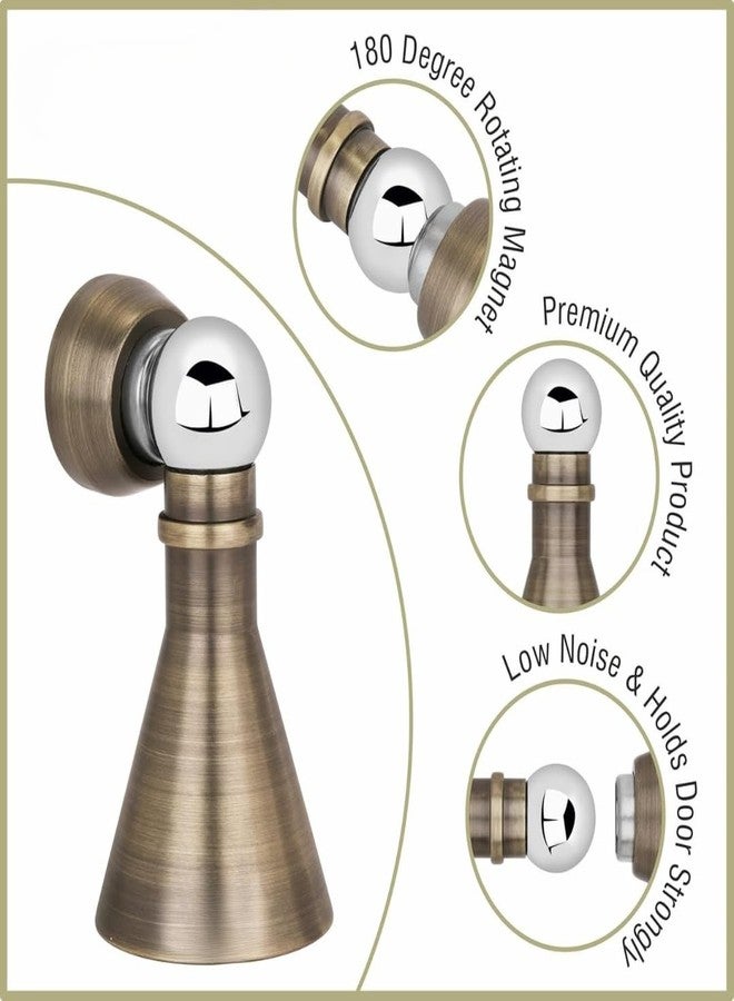 Elexa Hardware Heavy-Duty Antique Magnetic Door Stopper | 3-Inch Soft-Catch Door Holder | Wall & Floor Mount | Vintage Brass Look (3 Inch, 1, Count) - Image 5