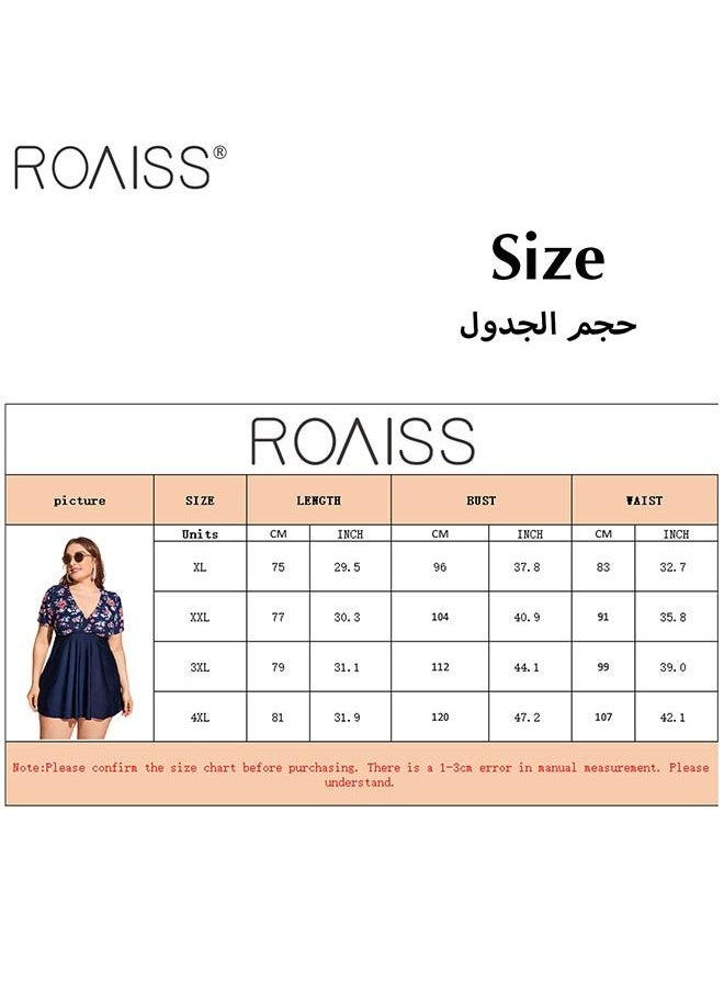 2-Piece Women Split Type Swimsuit Classic V-Neck Printed Short-Sleeved Design Nipped-In Waist Pleated A-Line Skirt High-Rise Swim Trunks - pzsku/Z62535555D1B808A8F9B6Z/45/_/1694250764/fd2d72de-5711-4cbf-9172-5641c5d42f5c