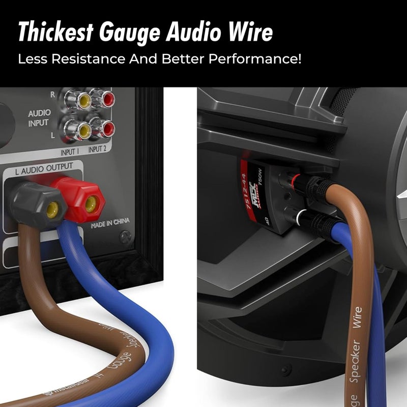 InstallGear 14 Gauge Speaker Wire 100 ft Cable, 14 AWG Speaker Wire Cable, True Spec Soft Touch Cables | Great use for Car Audio, Stereos, Home Theater Speakers, Surround Sound - Image 4