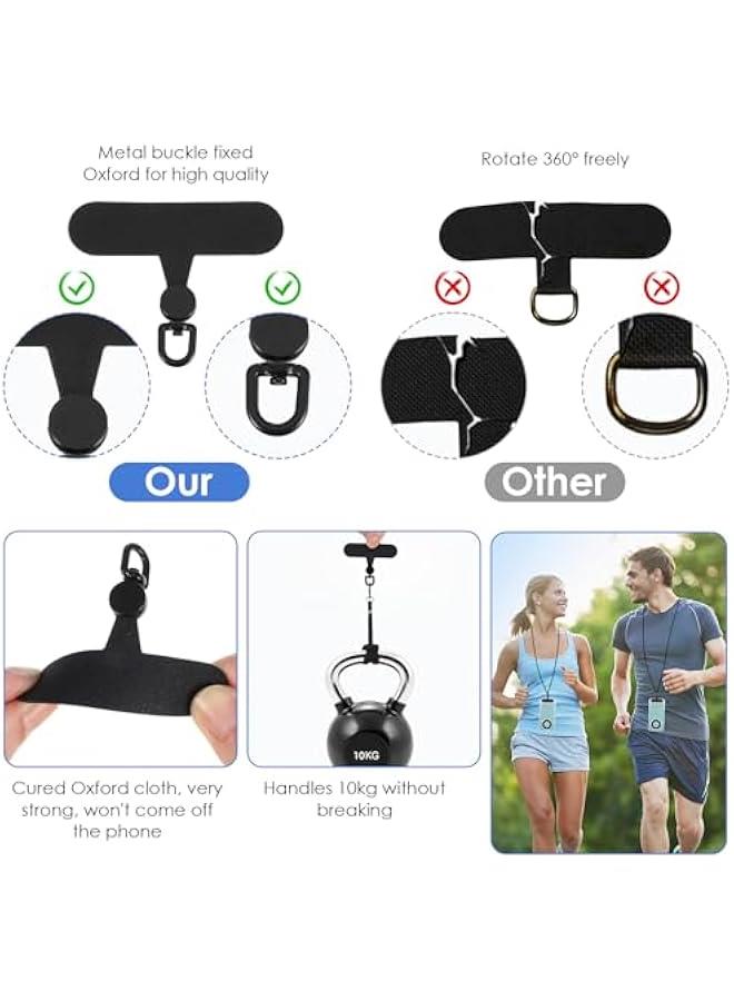 6 Pack Phone Tether Tab, Rotatable 360° Phone Lanyard Tab Universal Phone Strap Replacement Part Safety Lanyard Patch Compatible with Cell Phone & All Full Phone Cases  - Image 3