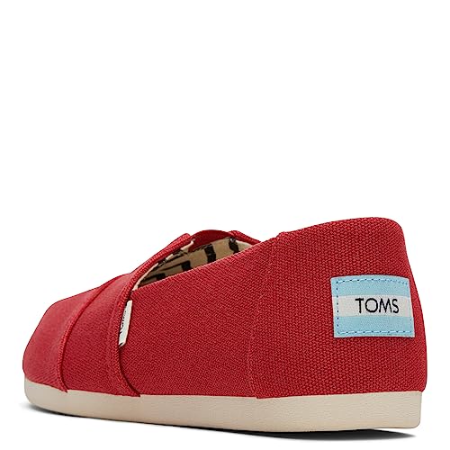 TOMS Women's Alpargata Recycled Cotton Canvas Slip On Sneaker Red Recycled Cotton Canvas - Image 5