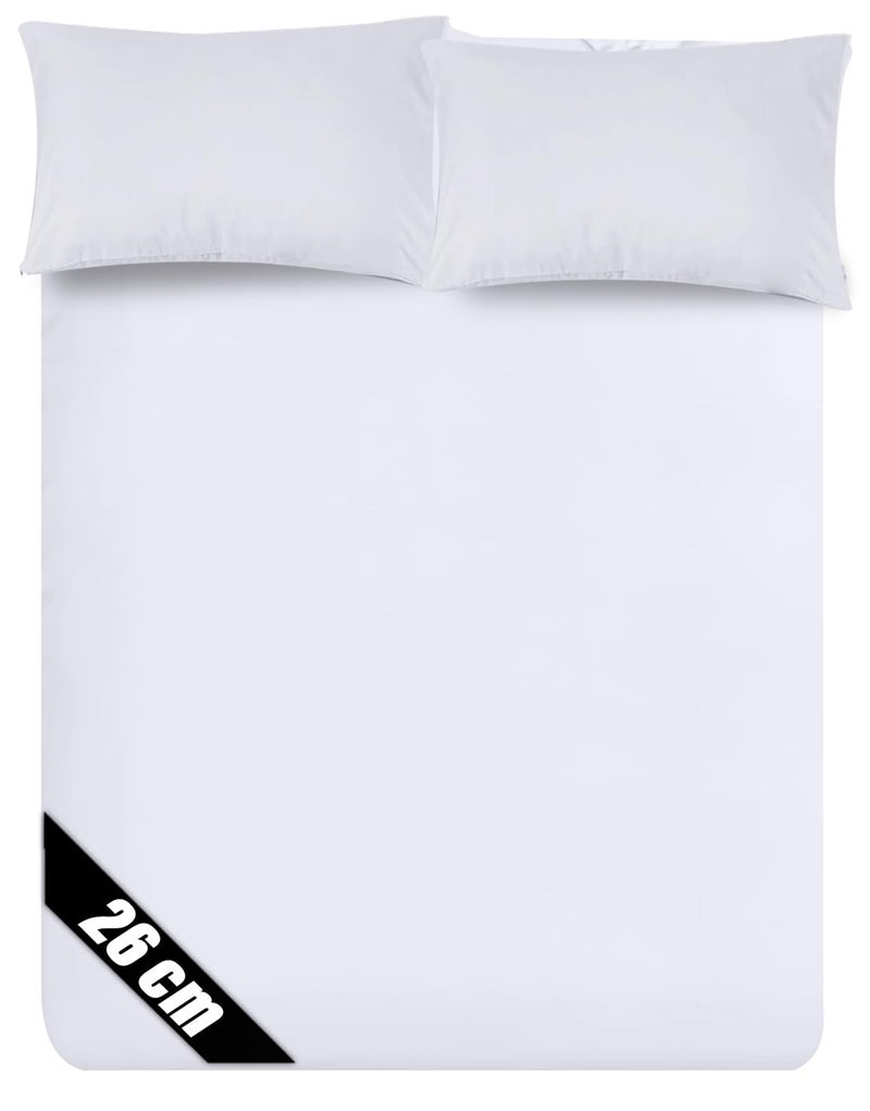 Sunshine Comforts Microfiber 4FT Fitted Sheets Breathable Anti Wrinkle 26cm Deep Pocket White Bedding  Linen 122 X 190 CM Small Double Fitted Sheet 34 Bed Sheets Fitted