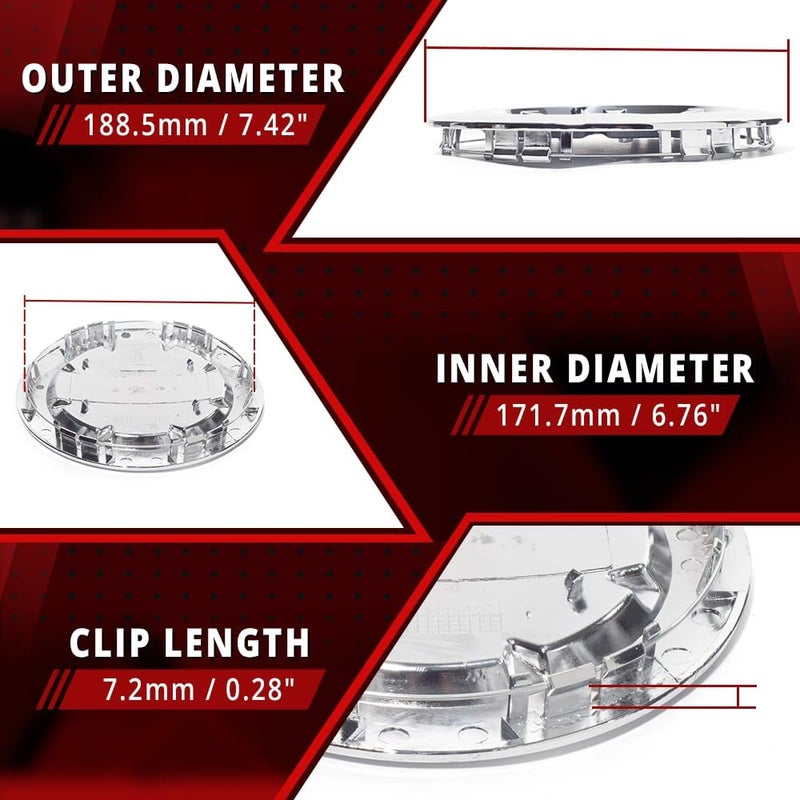 RTRHINOTUNING 4 PCS Chrome Wheel Center Caps for 2007-2014 Sierra 1500 Denali Yukon Denali - Image 2