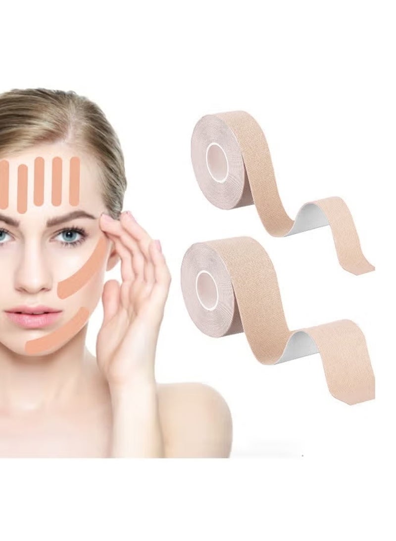 FRISKY 2 Rolls Face Tape Facial Myofascial Lift Tape Anti Wrinkle Patches Face Toning Belts Freeze Stickers Neck Lift Tape for Firming And Tightening Skin - Image 1