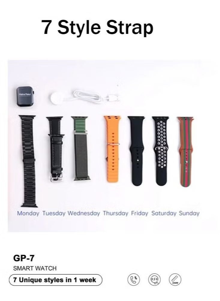 Haino Teko GP 7 Smart Watch for Men & Women | 7 Interchangeable Straps, Wireless Charger, Fitness Tracker, Heart Rate Monitor, Sleep Monitor, IP68 Waterproof | Stylish & Versatile - Image 2