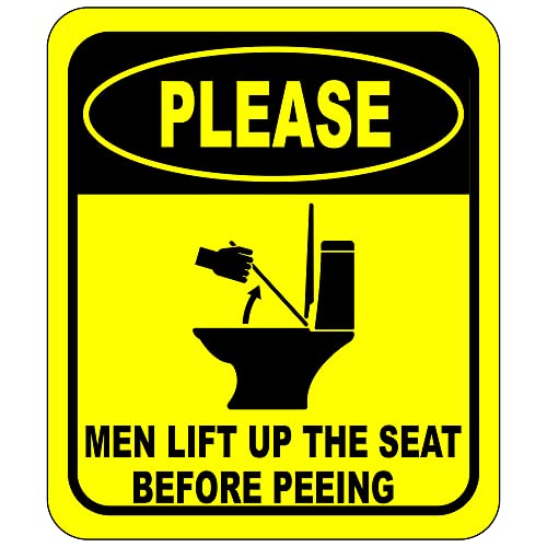 Work House Signs Please Men Lift UP the Seat Before Peeing Bathroom Sign - Funny Bathroom Decor, Restroom Decor, Mens Bathroom Decor - Bathroom Door Sign - Aluminum Indoor or Outdoor Signs for Home, or Work 8.5 x 10" - Image 1