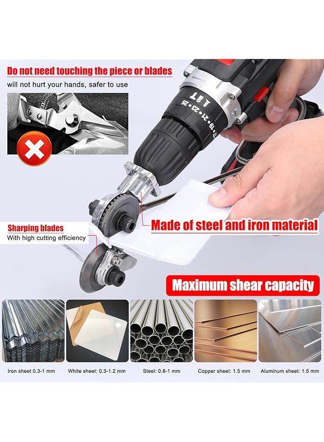 erorex Electric Drill Metal Plate Auxiliary Cutter 0.8Mm Metal Iron Tin Plate Quick Cutting Tool Labor Saving Electric Drill Cutter Accessory Retrofit Shears - Image 5