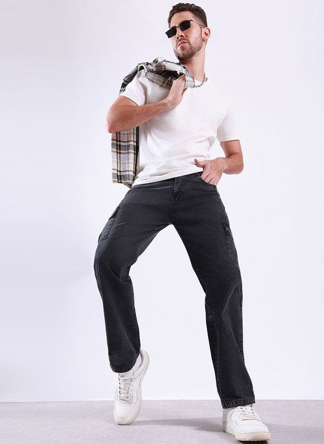 Hence RFD Men Mid-Rise Light Fade Regular Fit Cargo Styles Jeans - Image 5