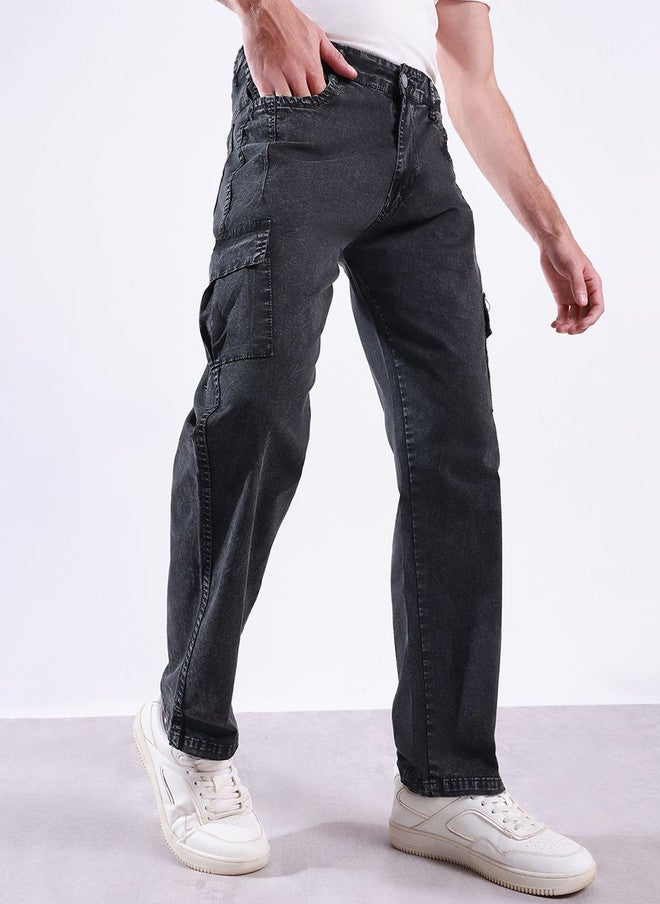 Hence RFD Men Mid-Rise Light Fade Regular Fit Cargo Styles Jeans - Image 2