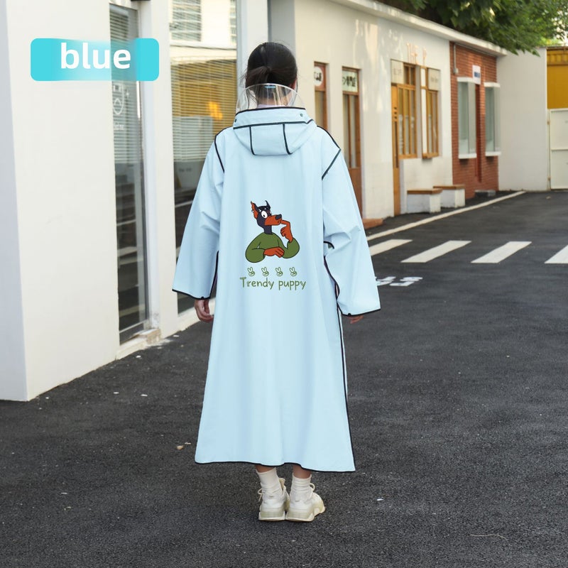 Generic EVA Full Body Raincoat Adult Thickened Extended Blue + thickened lengthened upgraded version (backpack position + sleeve + rain-proof double brim) multi-purpose 