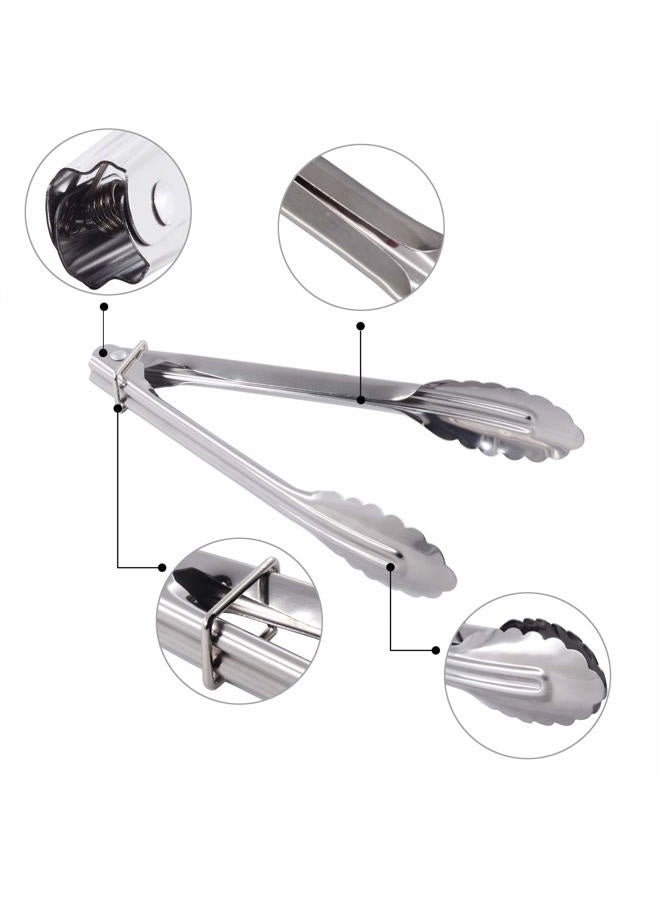 Hinmay Mini Stainless Steel Serving Tongs Small Tongs for Serving Food Cooking Salad Grilling (7-Inch 3 Pieces) - Image 2
