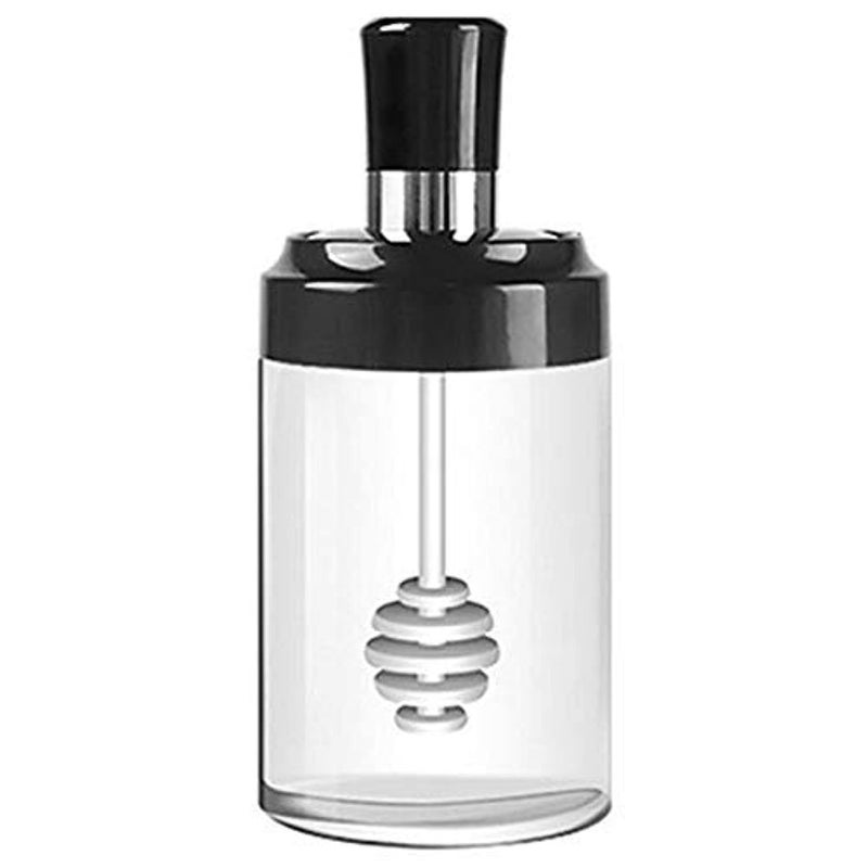 Bhavyam transparent Glass Food Storage Honey Jar with Dipper for kitchen dinning table with plastic Ring - 250ml, (only 1 pcs, Honey storage jar) - Image 1