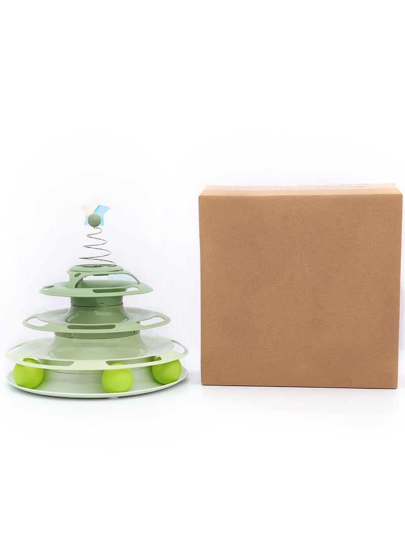 Cat Toy 3-Level Turntable Toy with 3 Colorful Small Balls Interactive Fun Mental Physical Exercise Puzzle Toys (Purple) - Image 3