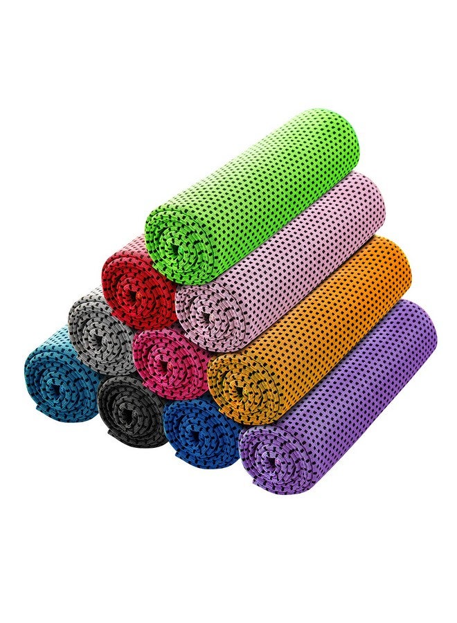 Ponpon 10Pcs Cooling Towel Ice Towel Cooling Towels For Neck And Face Microfiber Cooling Towel For Gym, Travel, Yoga, Camping, Running, Outdoor Sport (10 Colors) - Image 1