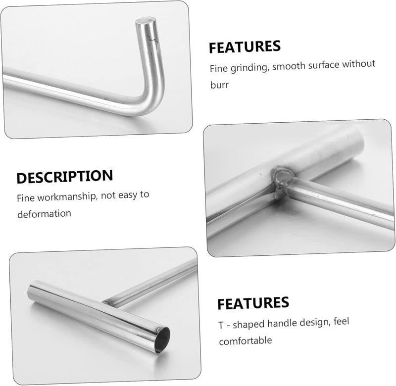 ABOOFAN Stainless Steel Manhole Cover Hook T Shape Lifter Pull Hook for Manhole Covers and Rolling Doors with Comfortable Grip and Corrosion Resistance - Image 2
