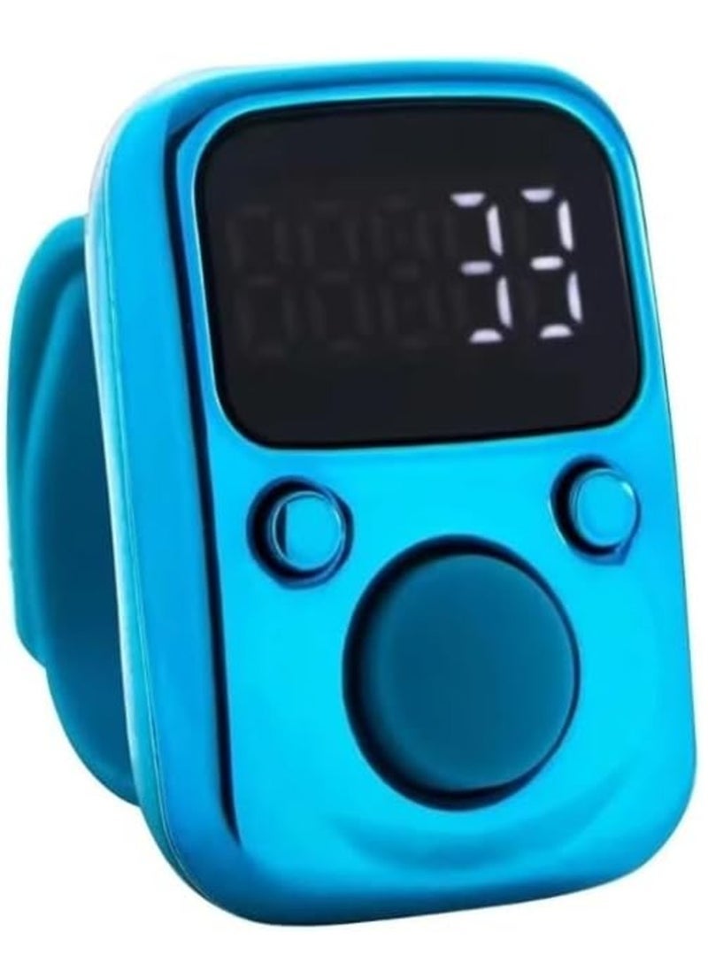 ELTRAZONE NEW Electric Finger Counter with LED Display – Digital Dhikr Tasbih Ring, Glow in the Dark, Accurate Counting Device with Replaceable Battery (Blue, LMRT65) - Image 1