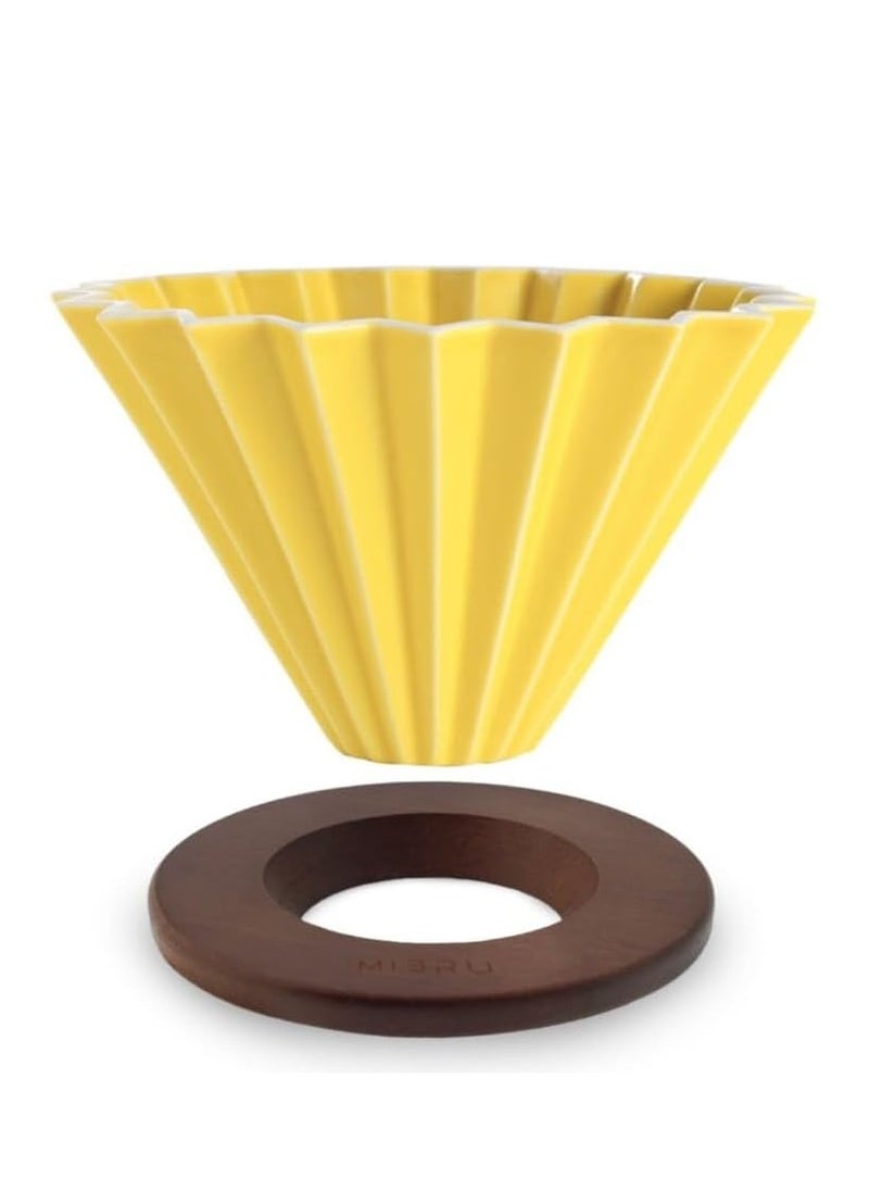Generic Liying Ceramic Coffee Dripper Pour Over Coffee Maker, V60 Filter for 1-2 Cups Slow Brewing Accessories for Home Cafe Restaurants Coffee (Yellow)  - Image 2