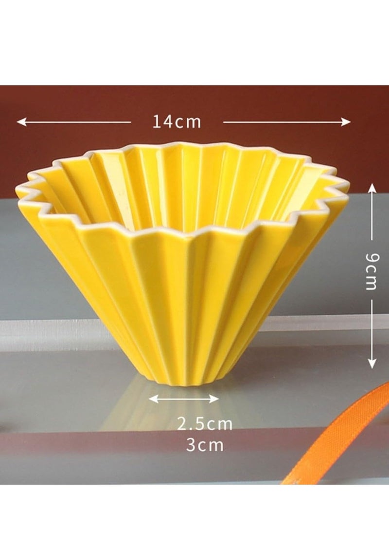 Generic Liying Ceramic Coffee Dripper Pour Over Coffee Maker, V60 Filter for 1-2 Cups Slow Brewing Accessories for Home Cafe Restaurants Coffee (Yellow)  - Image 3