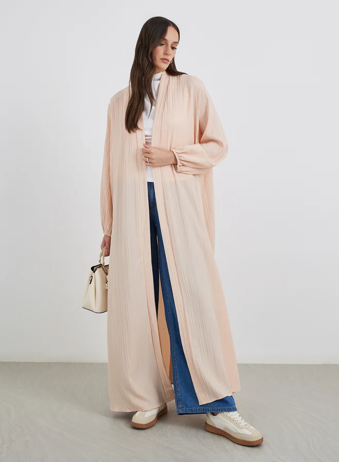 ستايلي Styli Women Pink Front Open Textured Abaya