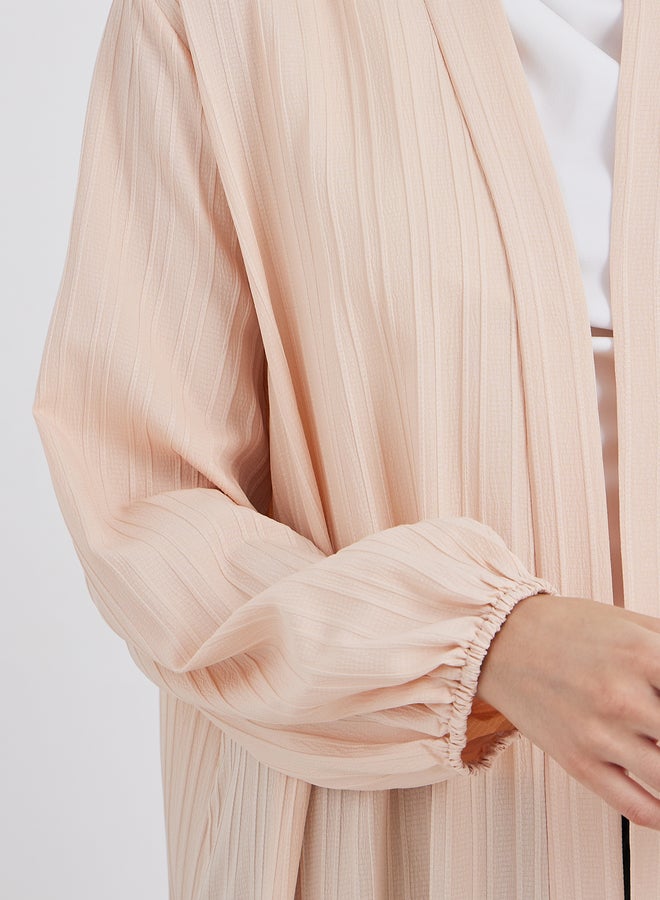 Styli Women Pink Front Open Textured Abaya - Image 4