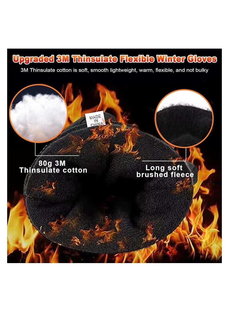 SYOSI Waterproof Winter Gloves, Mens Women Warm Touch Screen, Anti-Slip and Wear-Resistant, with Adjustable Velcro, for Shoveling Snow, Cycling, Driving, Running, Hiking, Camping, Snowball Fights(Grey)(M) - Image 3