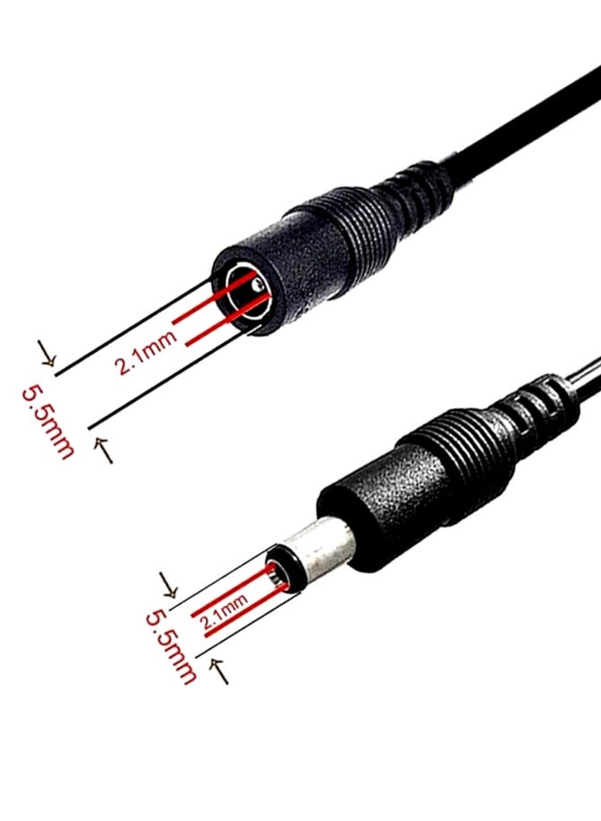 1 to 4 DC Power Splitter Cable – 5.5 x 2.1mm – 30cm – Female to Male – Black - Image 3