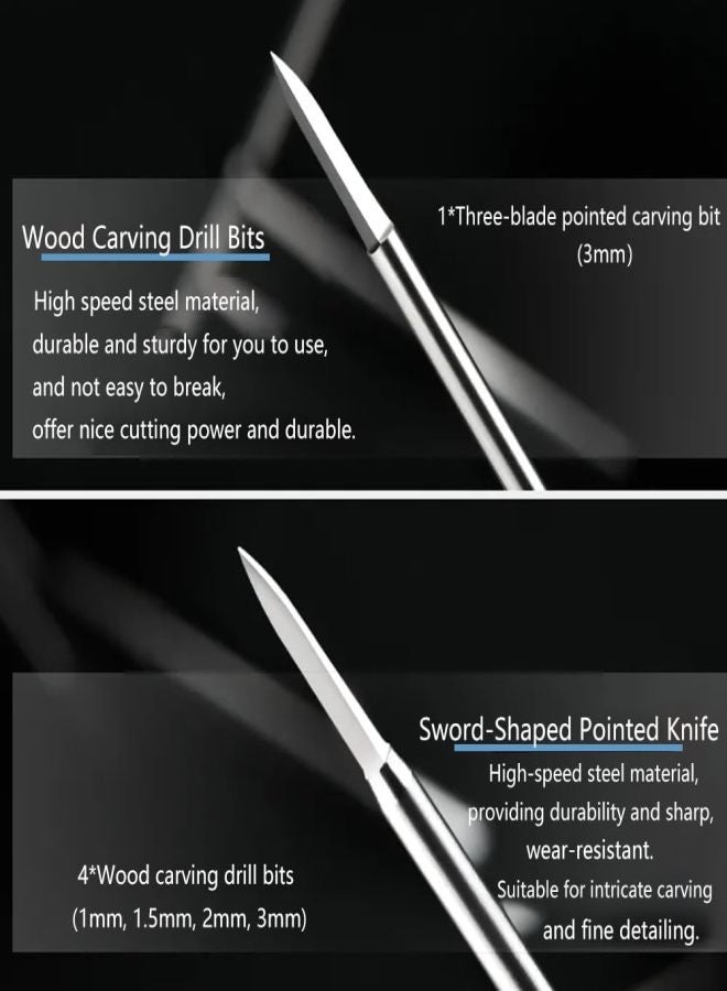 3mm handle woodworking engraving milling drill bit set (6-piece set) sword-shaped electric drill bit, dental machine tool set - Image 5
