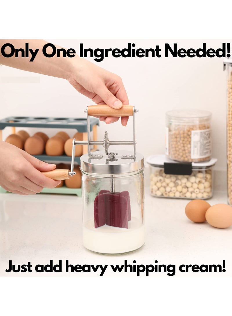 Barakah Glass Butter Churn 1000ml Hand Crank Butter Churner Manual Butter Maker Create Delicious Homemade Butter With Your Own Hand Crank Butter Churner - Image 2