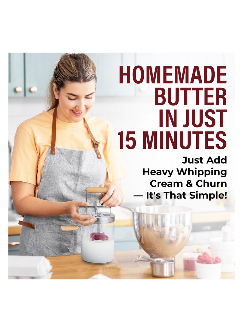 Barakah Glass Butter Churn 1000ml Hand Crank Butter Churner Manual Butter Maker Create Delicious Homemade Butter With Your Own Hand Crank Butter Churner - Image 3