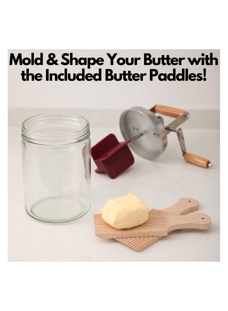 Barakah Glass Butter Churn 1000ml Hand Crank Butter Churner Manual Butter Maker Create Delicious Homemade Butter With Your Own Hand Crank Butter Churner - Image 4
