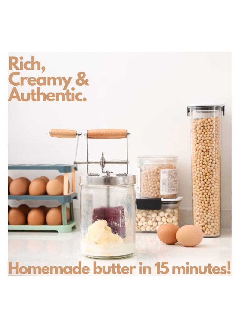 Barakah Glass Butter Churn 1000ml Hand Crank Butter Churner Manual Butter Maker Create Delicious Homemade Butter With Your Own Hand Crank Butter Churner - Image 5